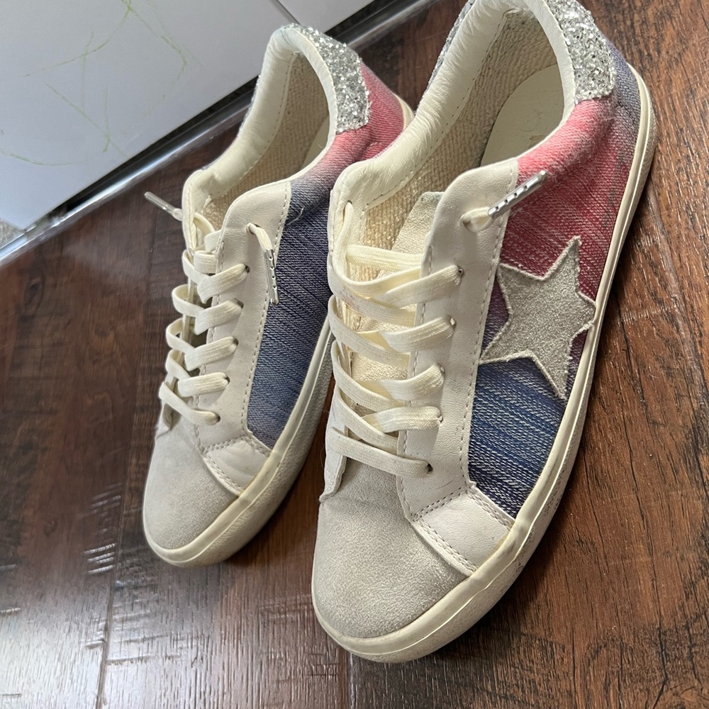 Vintage Havana Pink, Blue, and White Sneakers